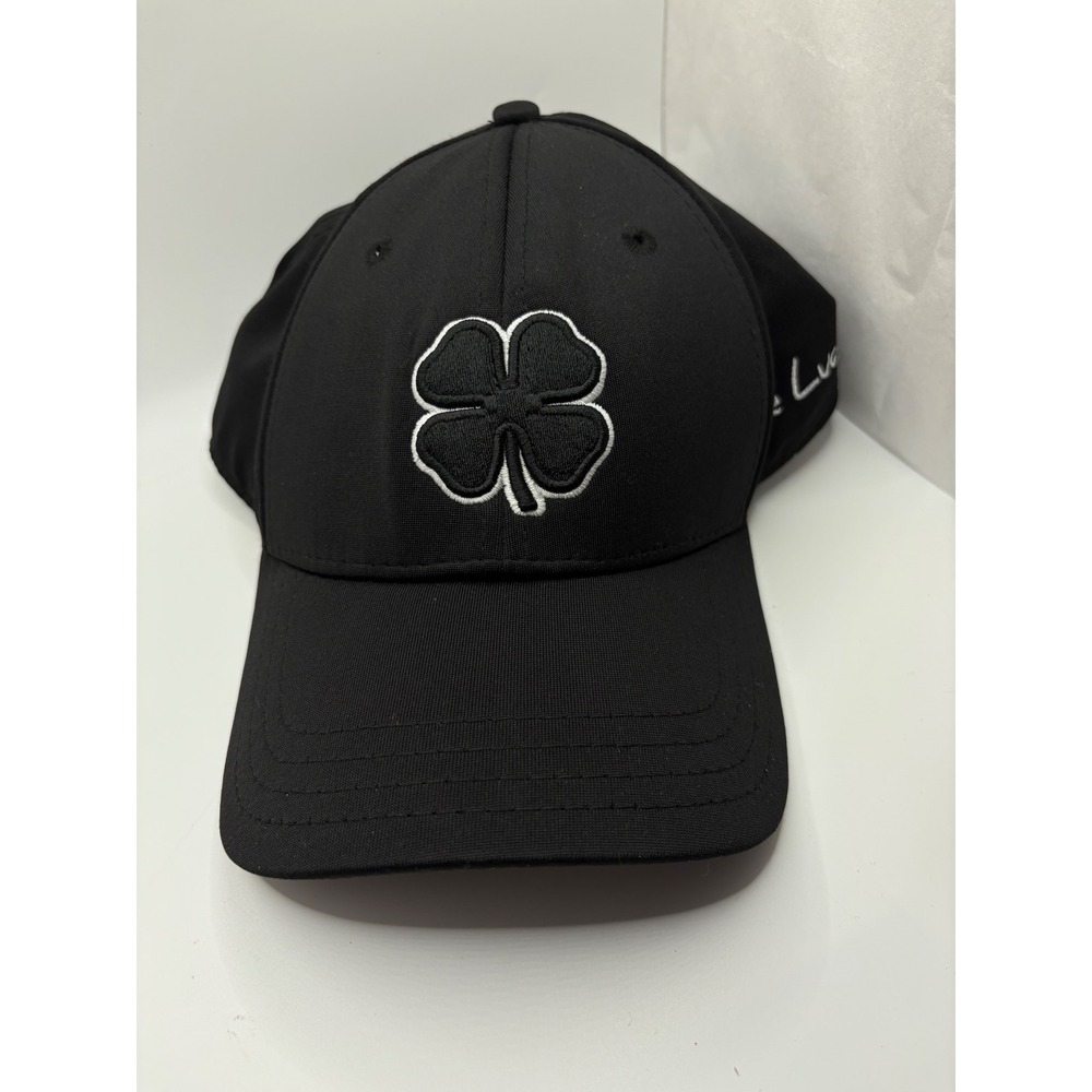 Black Clover Live Lucky Adjustable Baseball Cap Hat Black Embroidered Logo Mens